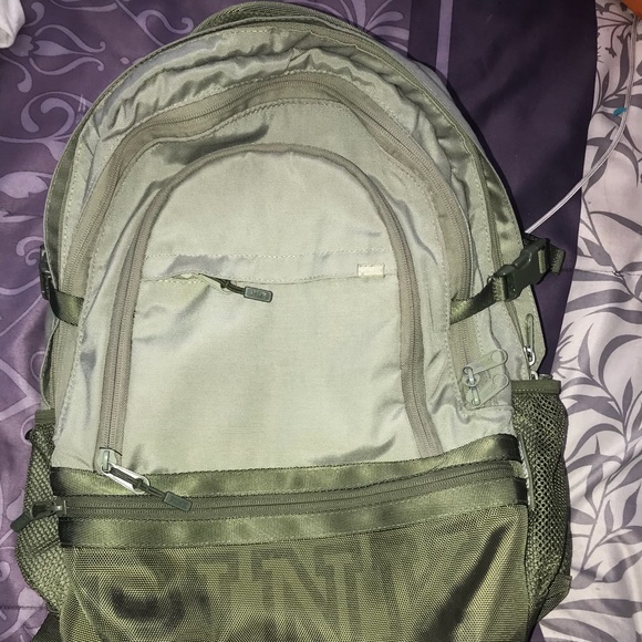 olive green pink backpack